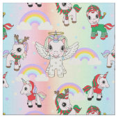 KerstUnicorns en Rainbows Cute Kinder Pattern Stof (Close Up)