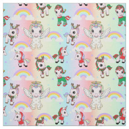 KerstUnicorns en Rainbows Cute Kinder Pattern Stof