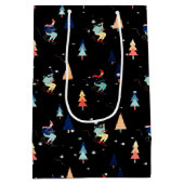 kerstvaardigheid in sneeuwvlokken op zwart gemidde medium cadeauzakje (Achterkant)