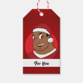 Kerstvader/jonge man cartoon cadeaulabel (Voorkant)