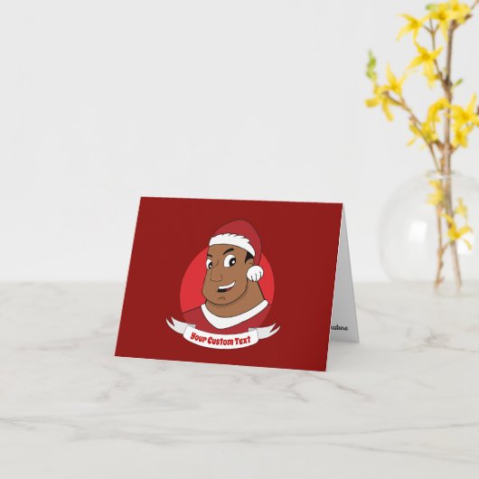 Kerstvader/jonge man cartoon kaart (Gele Bloem)