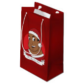 Kerstvader/jonge man cartoon klein cadeauzakje (Achterkant Gekanteld)