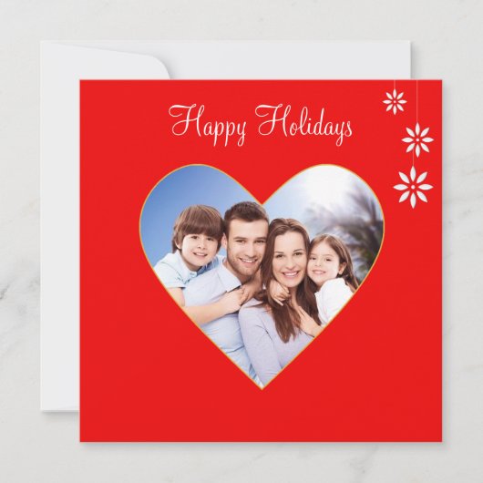 Kerstvakantie aangepaste gezinsfoto op rood (Voorkant)