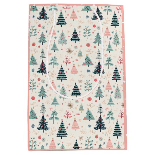 Kerstvakantie Abstract boompatroon Medium Cadeauzakje (Voorkant)