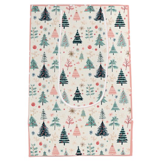 Kerstvakantie Abstract boompatroon Medium Cadeauzakje (Achterkant)