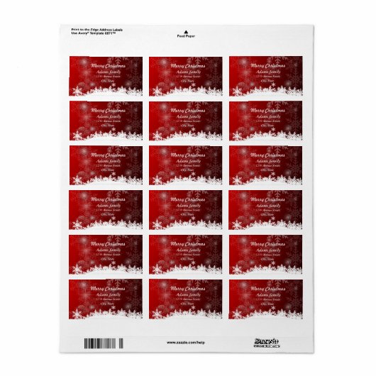 Kerstvakantie adreslabel etiket (Full Sheet)