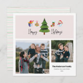 Kerstvakantie Aquarel Boom | 2 Foto Feestdagenkaart (Voorkant / Achterkant)