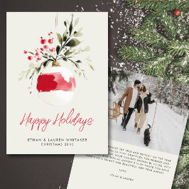 Kerstvakantie Aquarel Ornament Kerstmis Foto Feestdagenkaart