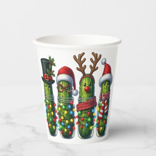 Kerstvakantie Augurken in een Pot Papieren Bekers (Voorkant)