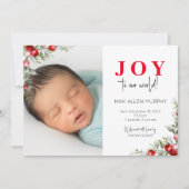 Kerstvakantie Baby Foto Geboorte aankondiging (Voorkant)