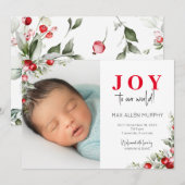 Kerstvakantie Baby Foto Geboorte aankondiging (Voorkant / Achterkant)