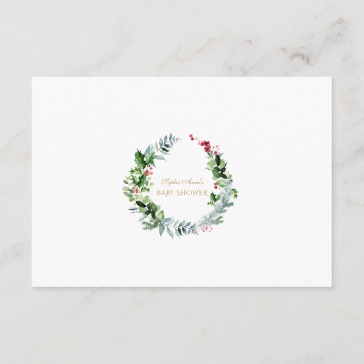 Kerstvakantie Baby Shower Informatiekaartje (Achterkant)