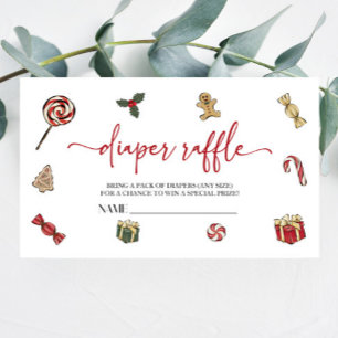 Kerstvakantie Baby shower Luier Raffle Informatiekaartje