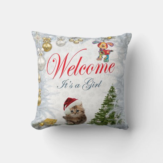 Kerstvakantie Baby van de Maand Kussen (Voorkant)
