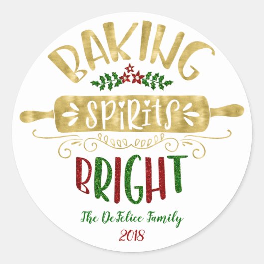 Kerstvakantie - Baking Spirits Bright - Multi Ronde Sticker (Voorkant)