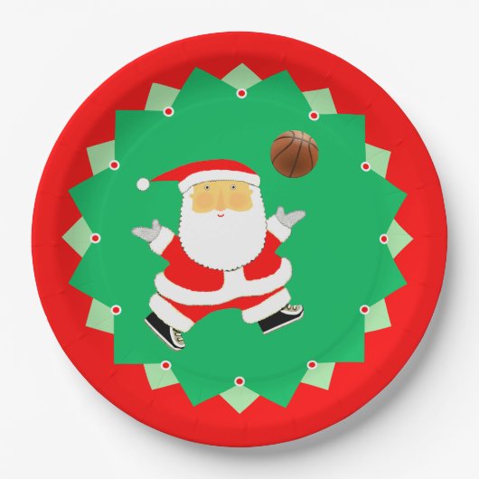 Kerstvakantie basketbal papieren bordje (Voorkant)