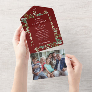 Kerstvakantie begroeting Tear Away Foto All In One Uitnodiging