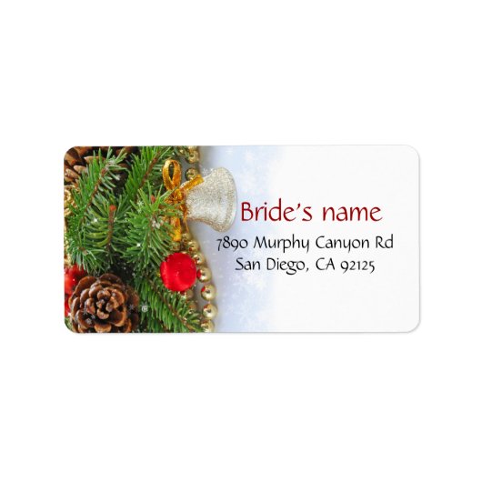 Kerstvakantie Bell Adres Label (Voorkant)