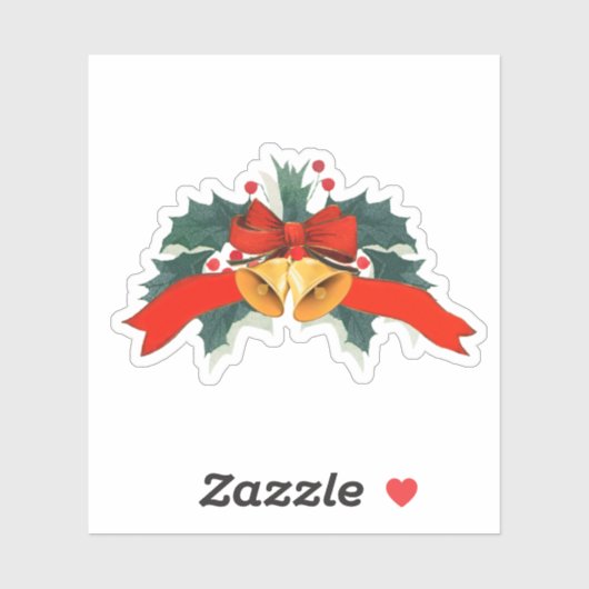 Kerstvakantie belletjes met hulstblaadjes sticker (Vel)