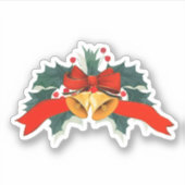 Kerstvakantie belletjes met hulstblaadjes sticker (Voorkant)