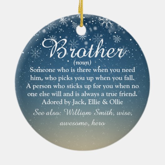 Kerstvakantie Beste Broer Ooit Definitie Keramisch Ornament (Achterkant)