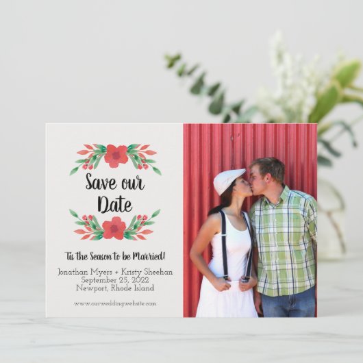 Kerstvakantie Bewaar de datum Fotokaart Save The Date (Staand voorkant)