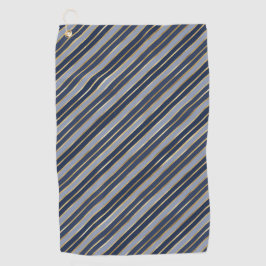 Kerstvakantie blauw en goud folie kerststrepen golfhanddoek