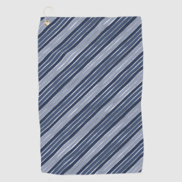 Kerstvakantie Blauw en Zilver Folie Kerst Strepen Golfhanddoek