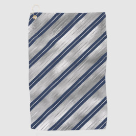 Kerstvakantie Blauw en Zilver Folie Kerst Strepen Golfhanddoek