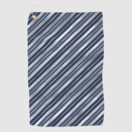 Kerstvakantie Blauw en Zilver Folie Kerst Strepen Golfhanddoek