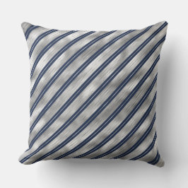 Kerstvakantie Blauw en Zilver Folie Kerst Strepen Kussen
