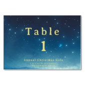 Kerstvakantie Blauw Gouden Tafel Kaart (Voorkant)