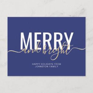 Kerstvakantie blauw vrolijk en helder briefkaart