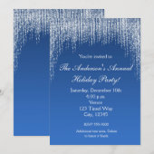 Kerstvakantie Blauwe Glitter Elegante Uitnodiging (Voorkant / Achterkant)