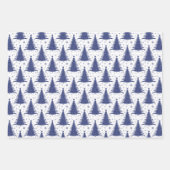 Kerstvakantie Blauwe Groene Bomen Patroon Glitter Inpakpapier Vel (Voorkant 3)