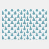 Kerstvakantie Blauwe Groene Bomen Patroon Glitter Inpakpapier Vel (Voorkant 2)