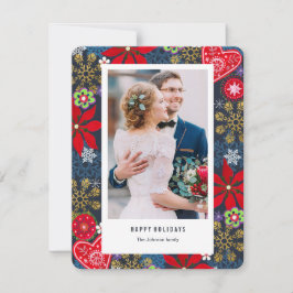 Kerstvakantie | Bloemen & Sneeuw | Fotokaart Feestdagenkaart