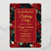 Kerstvakantie Bloemen Verrassing Verjaardagsfeest Folie Uitnodiging (Voorkant)