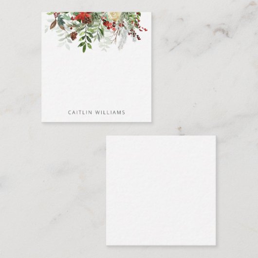 Kerstvakantie Bloemen Winter Klein Notitiekaartje (Voorkant / Achterkant)