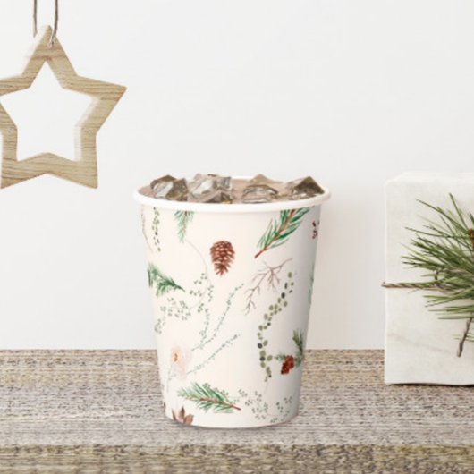 Kerstvakantie Boho Elegant Poinsettia Groen Papieren Bekers