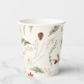 Kerstvakantie Boho Elegant Poinsettia Groen Papieren Bekers (Voorkant)
