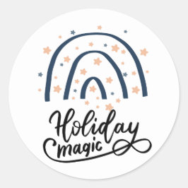 Kerstvakantie Boho Regenboog Ronde Sticker