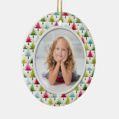 Kerstvakantie bomen Multicolor Foto Keramisch Ornament (Rechts)