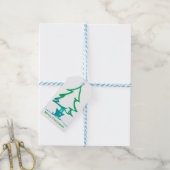 Kerstvakantie boom Waterverf Cadeaulabel (Met Touw)