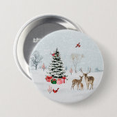 Kerstvakantie boslandschap in de winter ronde button 7,6 cm (Voorkant /achterkant)