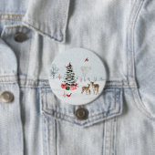 Kerstvakantie boslandschap in de winter ronde button 7,6 cm (In situ)