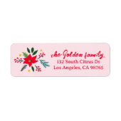 Kerstvakantie Botanicals Poinsettia CUSTOM Etiket (Voorkant)
