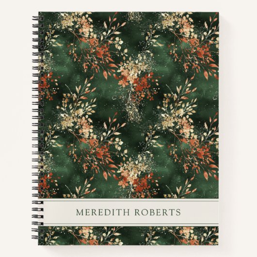 Kerstvakantie botanisch gepersonaliseerd notitieboek (Voorkant)
