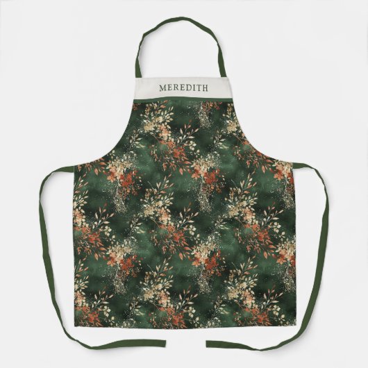 Kerstvakantie Botanisch Gepersonaliseerd Schort (Voorkant)