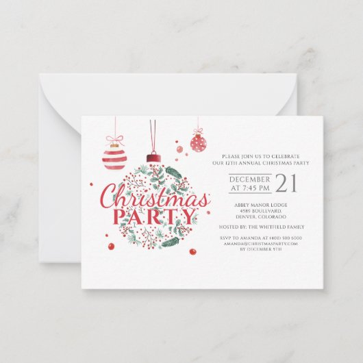 Kerstvakantie Botanisch Modern Vakantiefeest Notitiekaartje (Voorkant)